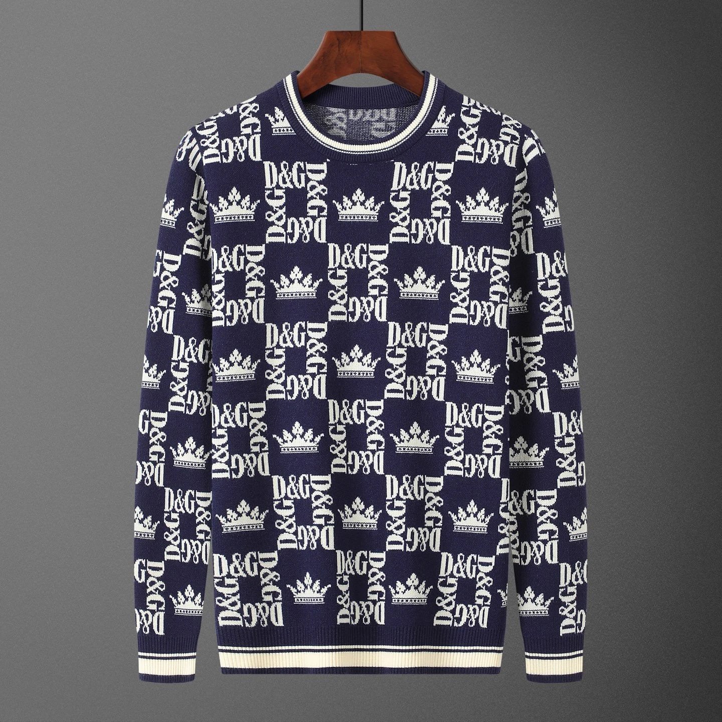 Prada Milano Logo Knit Sweater Navy with Orange Trim - 9