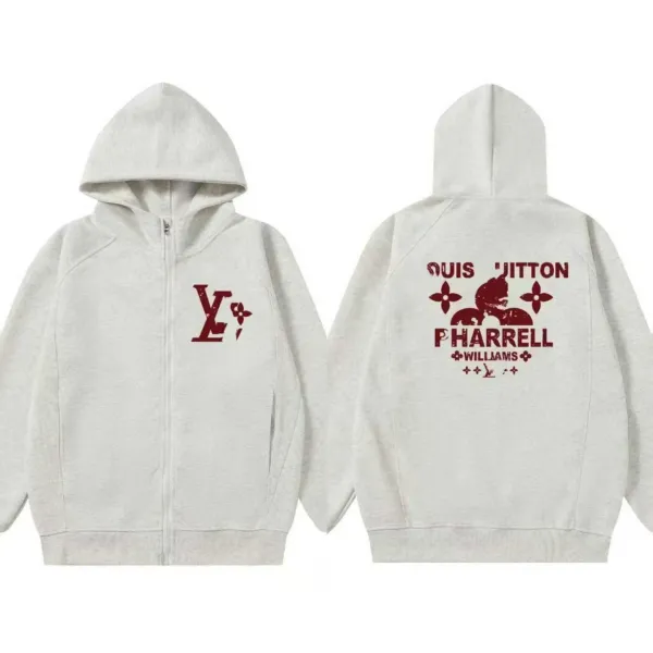 Louis Vuitton x Pharrell Williams Zip-Up Hoodie Gray - 1