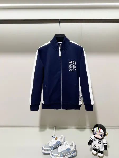 Gucci GG Monogram Track Jacket Navy Blue with Red Stripe Outerwear - 16