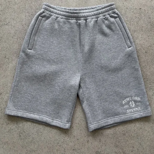 Design Embroidered Logo Fleece Shorts Gray Pink Navy Black - 14