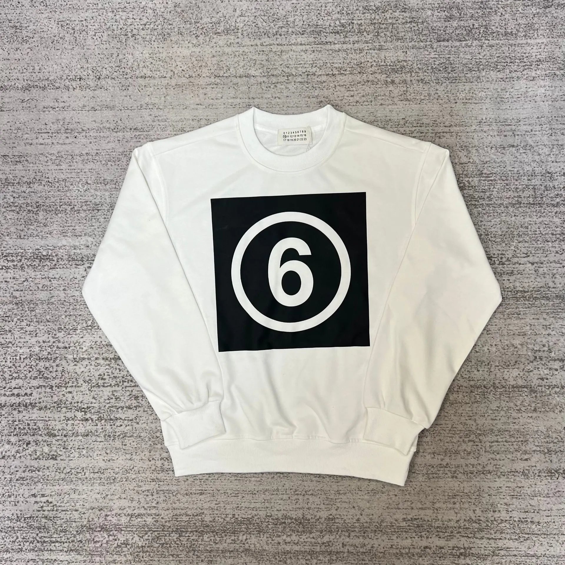 MM6 Sweatshirt 6 Logo Square Print White