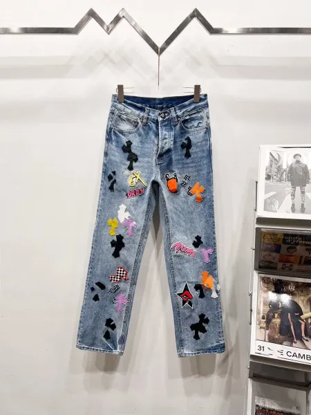 Chrome Hearts x Custom Patchwork Distressed Straight-Leg Jeans - 1
