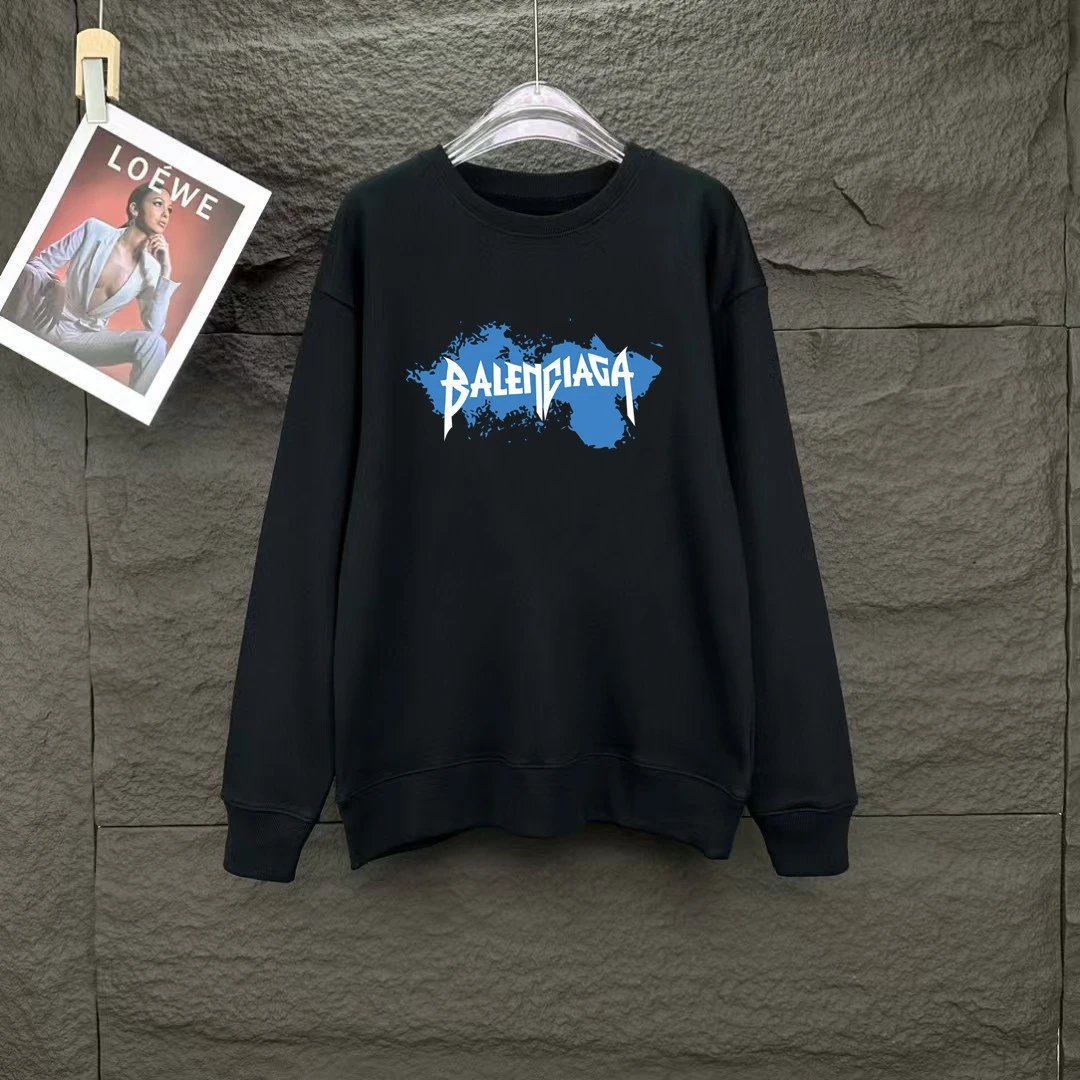 Balenciaga Logo Print Black Hoodie