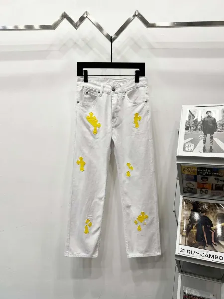 Chrome Hearts x Denim Tears White Cross-Embroidered Jeans - 1