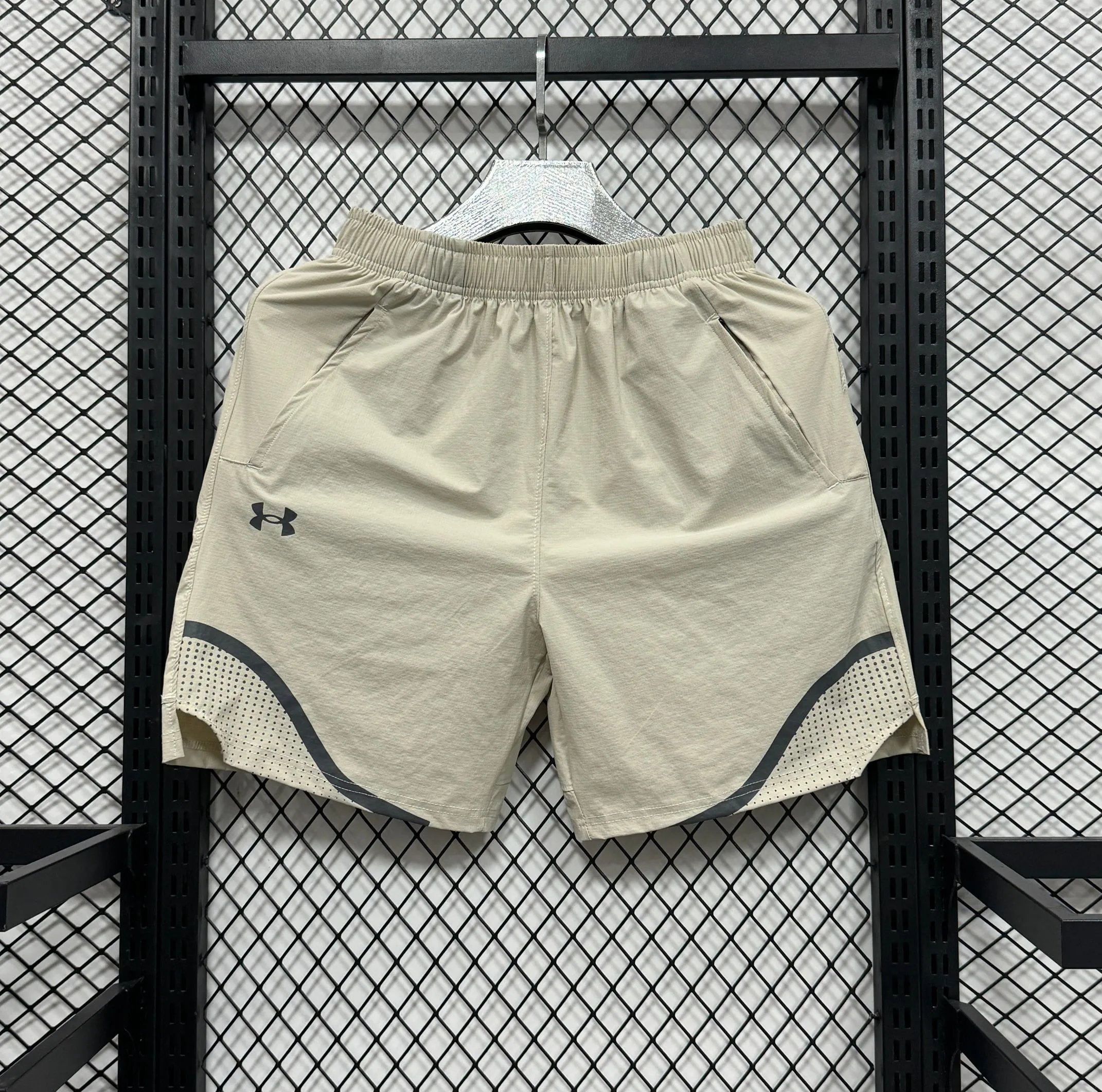 Under Armour Running Shorts Black with Gray Mesh Detail - 11