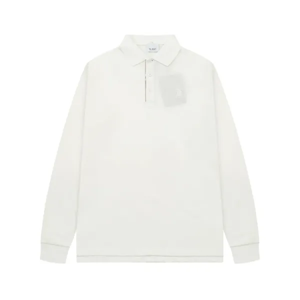 Burberry Monogram-Embroidered Long-Sleeve Polo White Tops.polo - 1