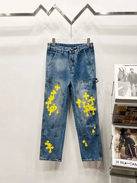 Chrome Hearts Cross-Embellished Cargo Jeans Blue - 1
