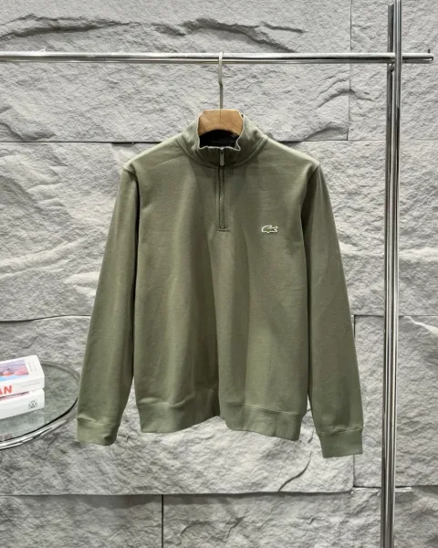 Lacoste Half-Zip Sweatshirt Olive Green Hoodie - 1