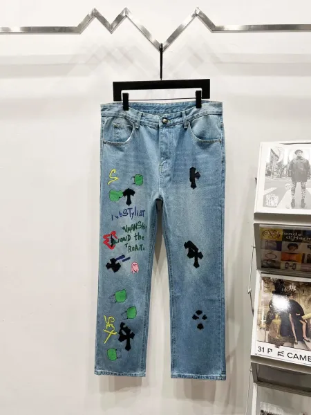 Vivienne Westwood x Unknown Artist Distressed Embroidered Jeans Blue - 1