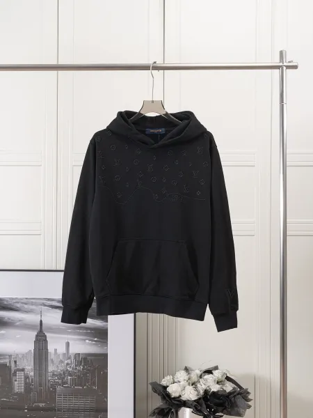 Louis Vuitton Monogram Embroidered Hoodie Black - 14