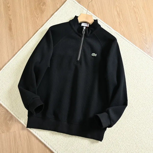 Lacoste Half-Zip Ribbed Sweater Black - 1