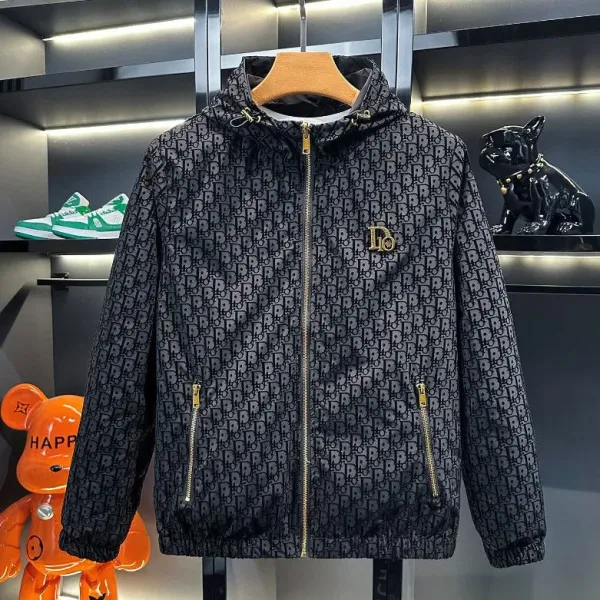 Dior Oblique Print Hooded Windbreaker Black Outerwear Windbreaker - 1
