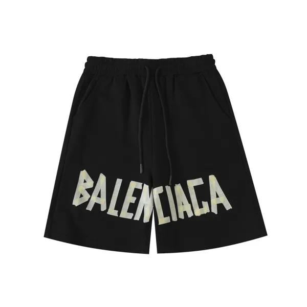 Balenciaga Logo Tape Shorts Black - 1