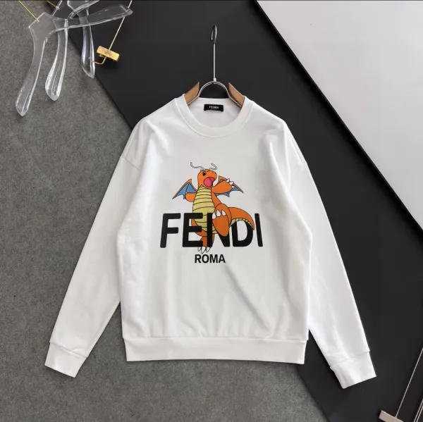 Fendi Roma Logo Crewneck Sweatshirt White Hoodie - 8