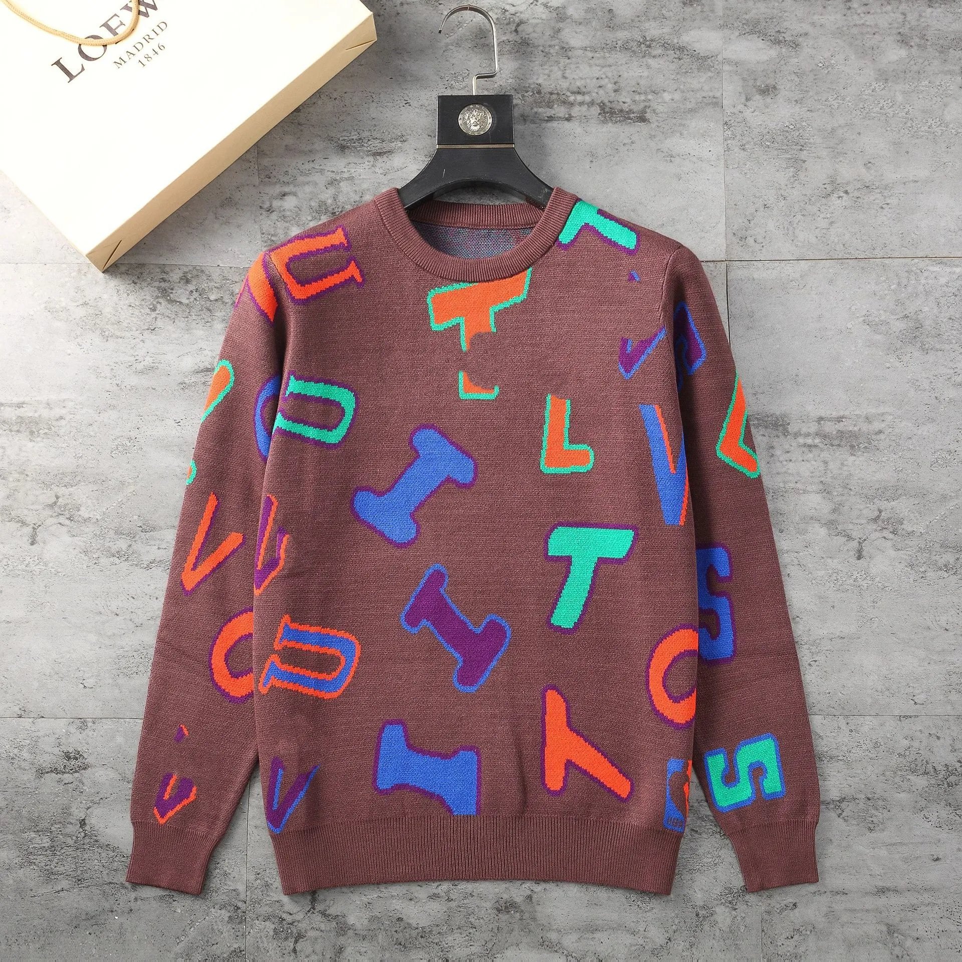 Loewe Multicolor Alphabet Knit Sweater Brown