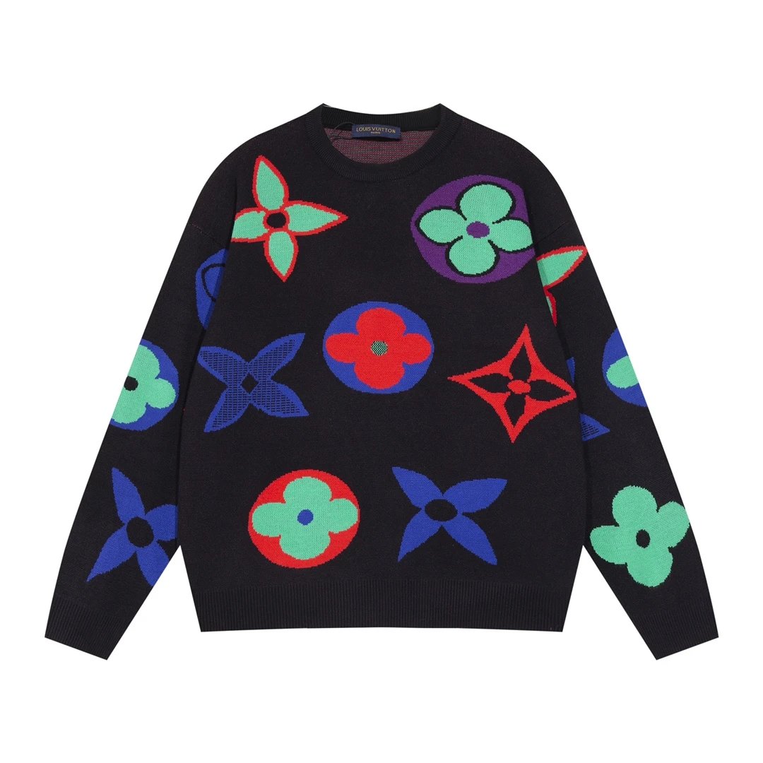 Louis Vuitton Monogram Flowers Knit Sweater Black