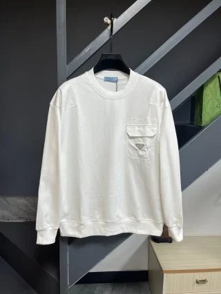 Prada Re-Nylon Logo Sweatshirt Black Hoodie - 11
