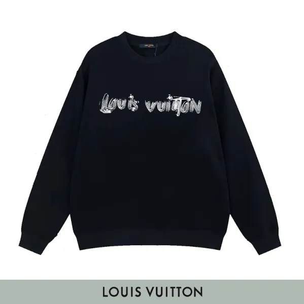 Louis Vuitton Logo Print Black Sweatshirt Sweater - 4