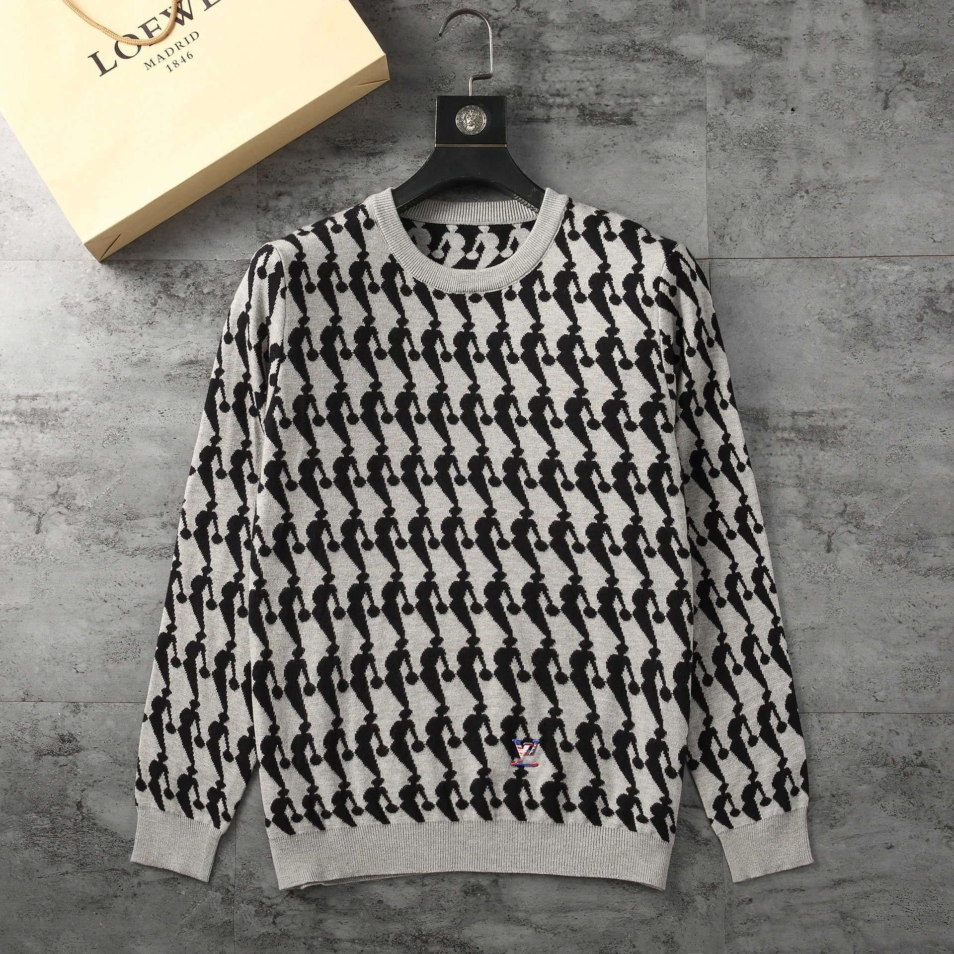 Louis Vuitton Monogram Knit Sweater Gray Black