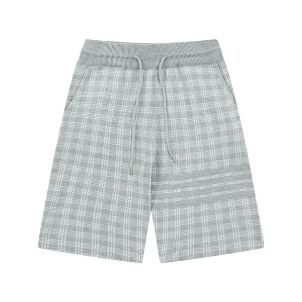 Design Plaid Knit Shorts Gray - 11