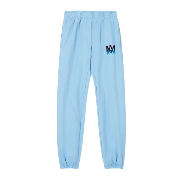 MM6 Maison Margiela Logo Embroidered Light Blue Sweatpants - 1