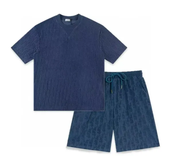 Dior Oblique Jacquard T-Shirt and Shorts Set Navy - 13