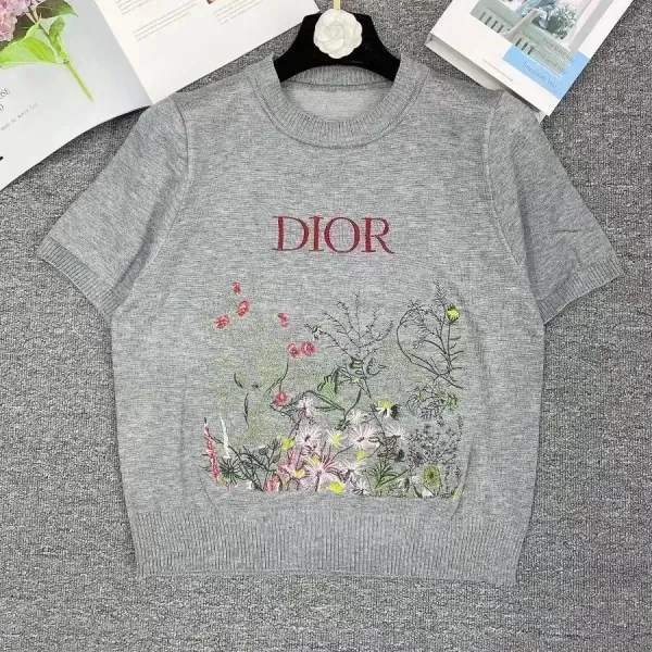 Chanel Knit T-Shirt with Multicolor CC Logo Embroidery White Sweater - 14