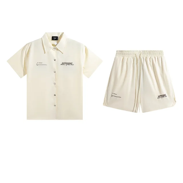 Represent Matching Sets Short-Sleeve Button-Up Shirt and Drawstring Shorts Set product detail image 7