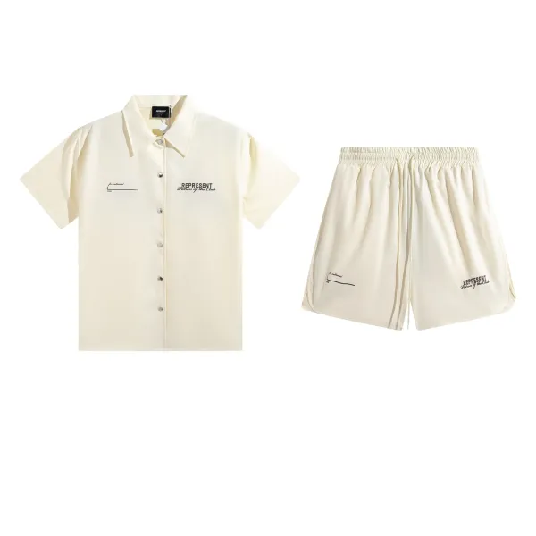 Represent Station of the Club Green Short-Sleeve Shirt and Shorts Set - 9