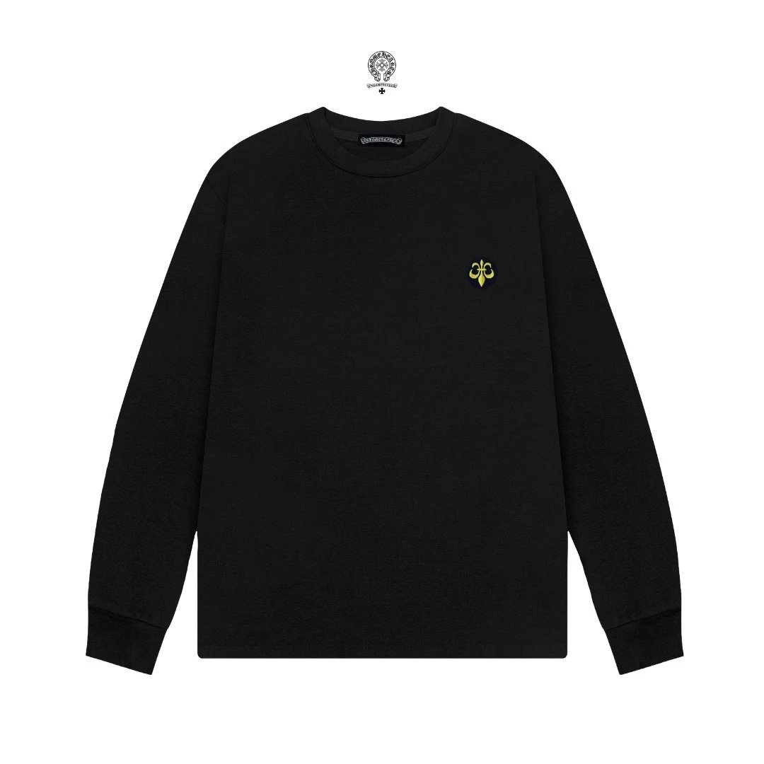 Chrome Hearts Cross Embroidery Black Long Sleeve Tee T-Shirts - 12