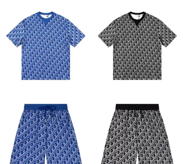 Dior Oblique Jacquard T-Shirt and Shorts Set Navy - 5