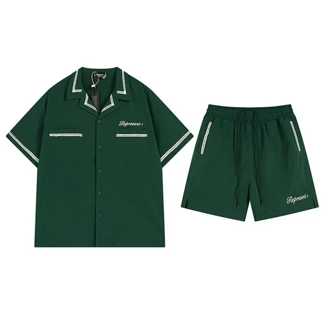 Represent Matching Sets Short-Sleeve Button-Up Shirt and Drawstring Shorts Set product detail image 3