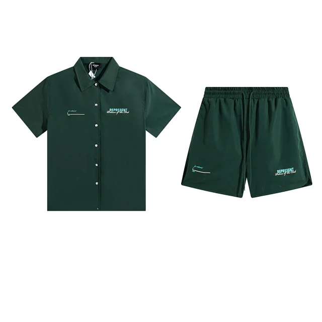 Represent Matching Sets Short-Sleeve Button-Up Shirt and Drawstring Shorts Set product detail image 6