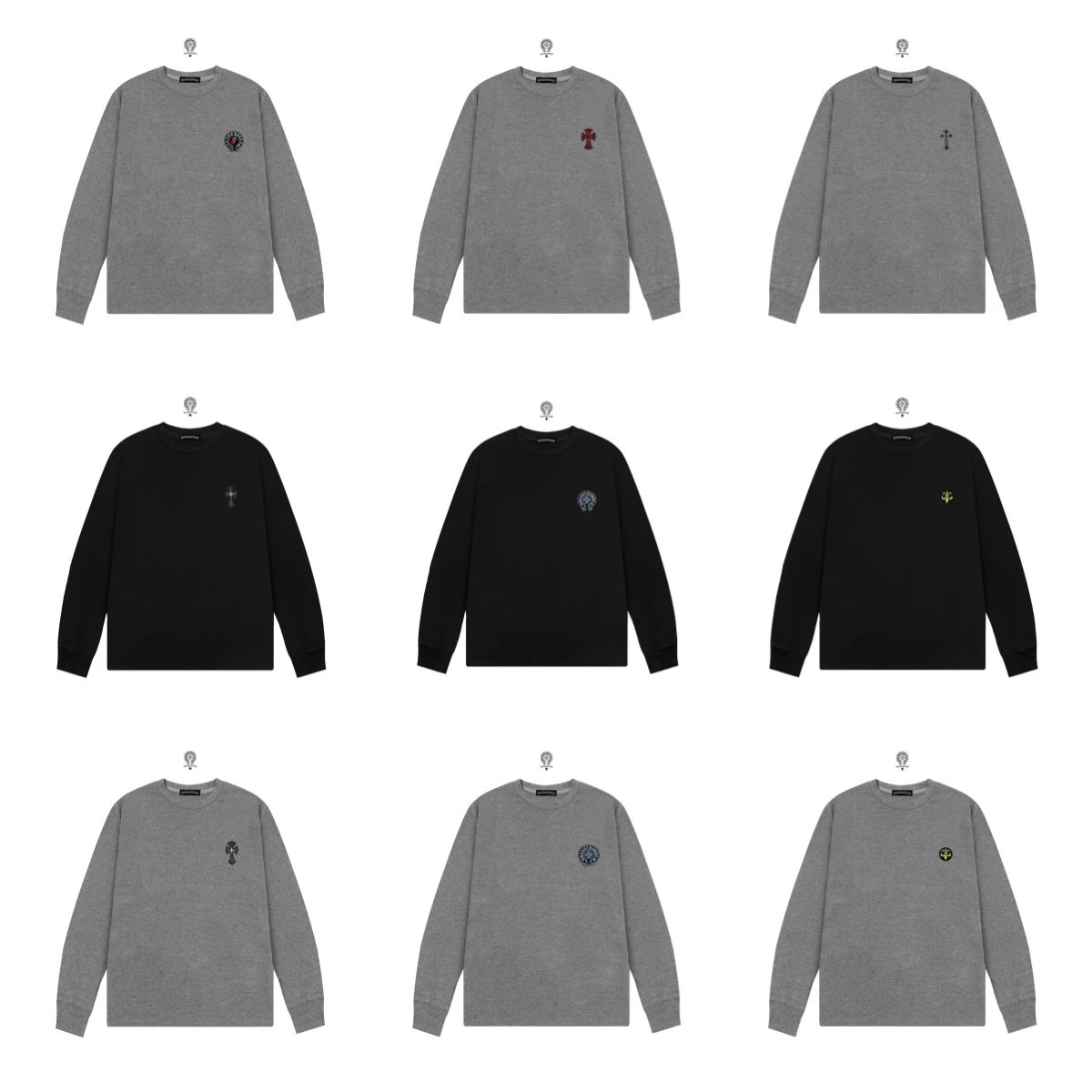 Chrome Hearts Cross Embroidery Black Long Sleeve Tee T-Shirts - 3