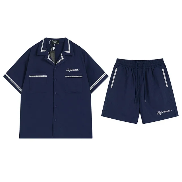 Represent Matching Sets Short-Sleeve Button-Up Shirt and Drawstring Shorts Set product detail image 5