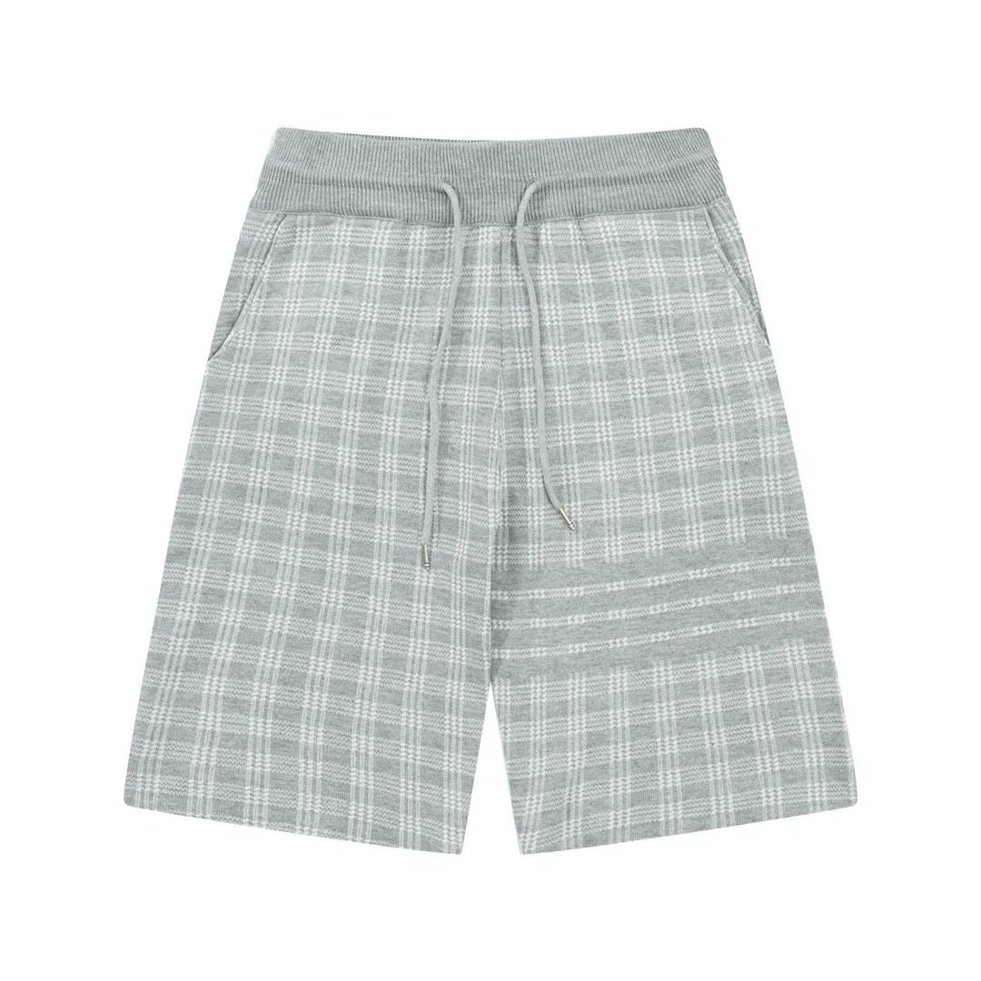 Design Plaid Knit Shorts Gray