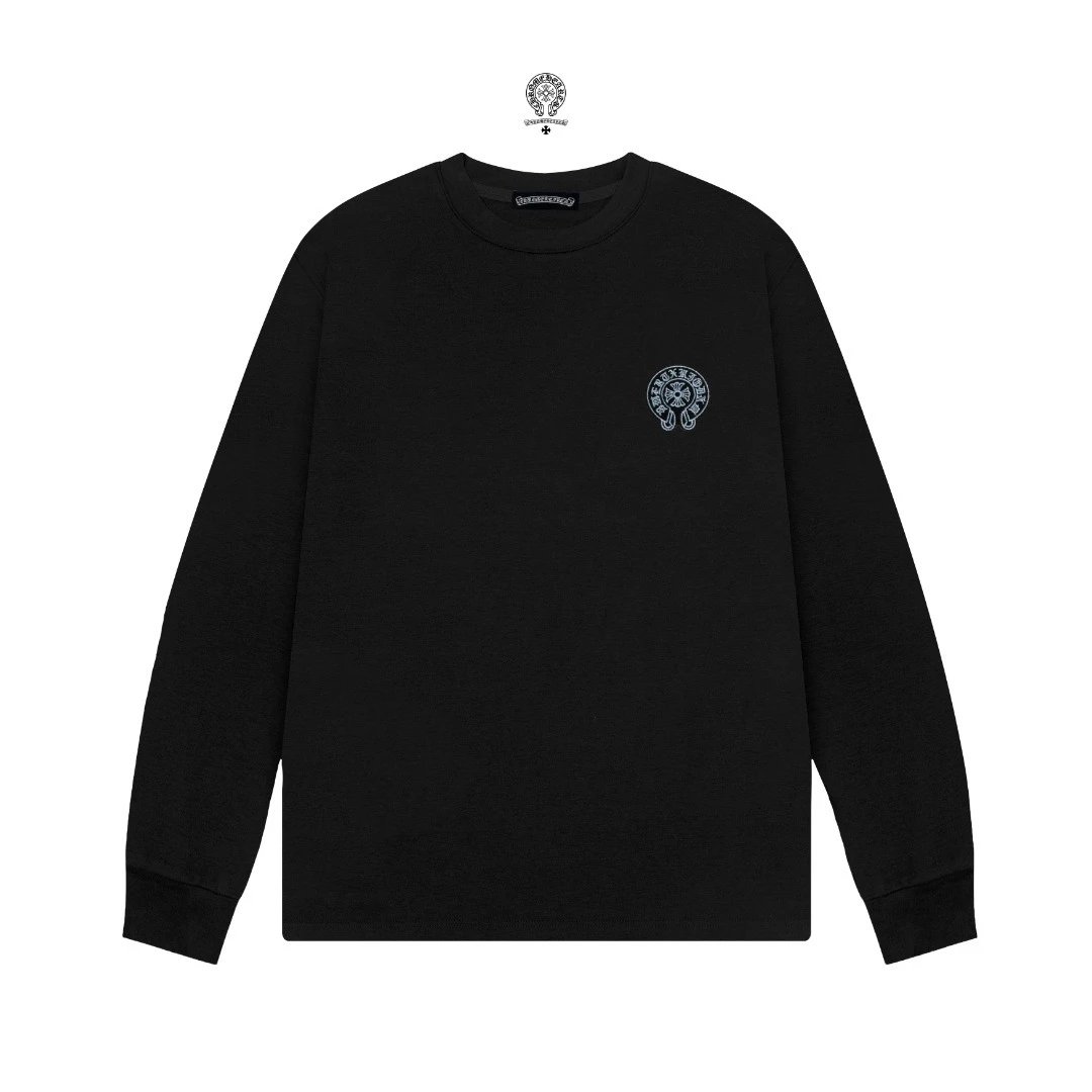 Chrome Hearts Cross Embroidery Black Long Sleeve Tee T-Shirts - 14