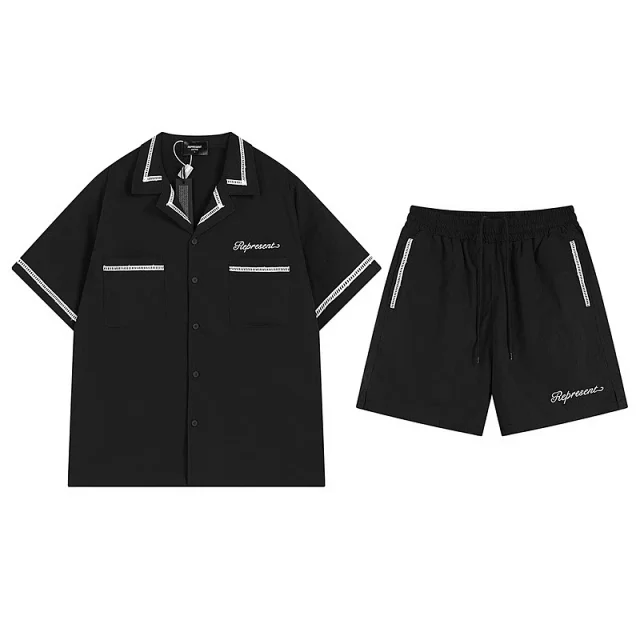 Represent Matching Sets Short-Sleeve Button-Up Shirt and Drawstring Shorts Set product detail image 2