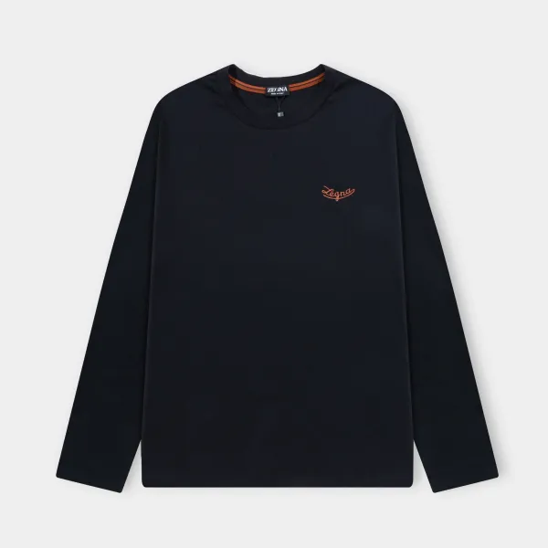 Hermès H Logo Long-Sleeve T-Shirt Navy - 8