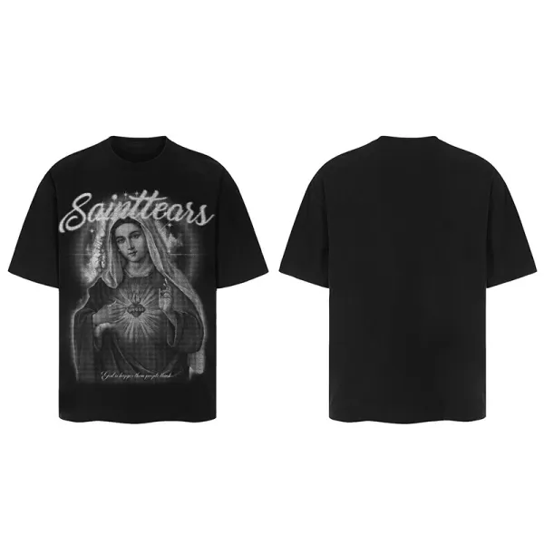 Saint Tears Saint Eagle Graphic T-Shirt Charcoal Gray T-Shirt - 14