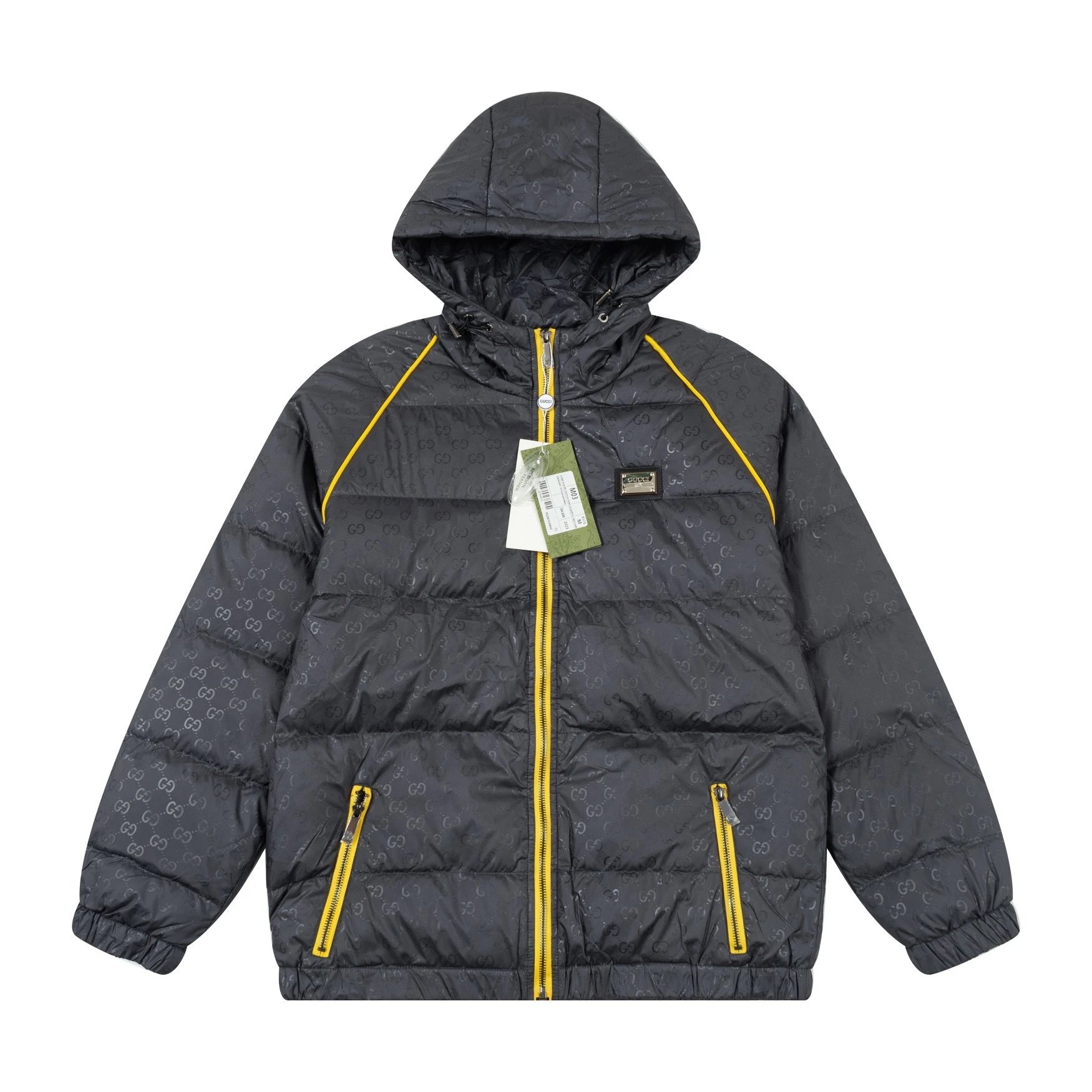 Dior CD Monogram All-Over Print Puffer Jacket in Dark Gray Down Jacket - 10