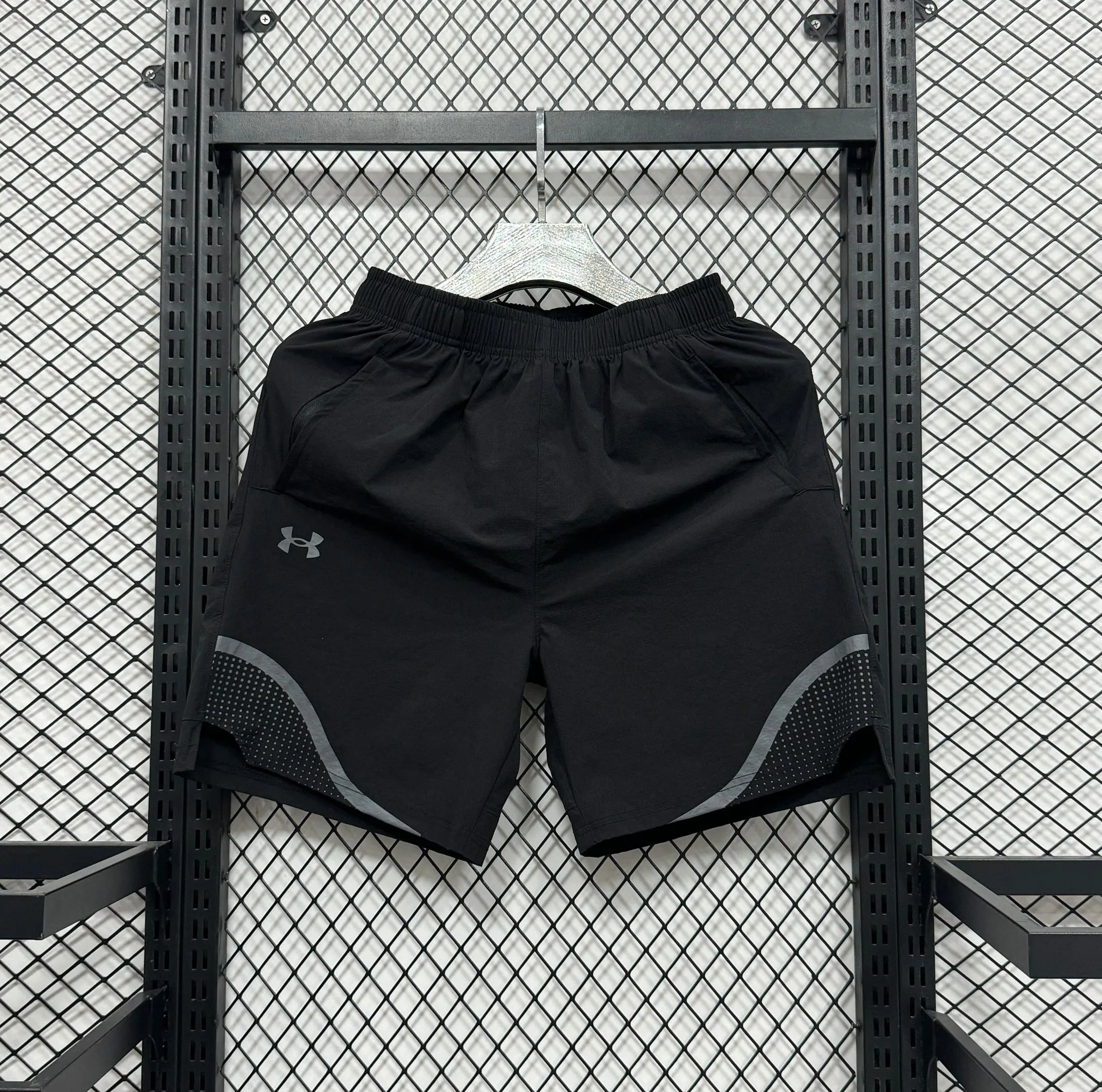 Under Armour Running Shorts Black with Gray Mesh Detail - 12
