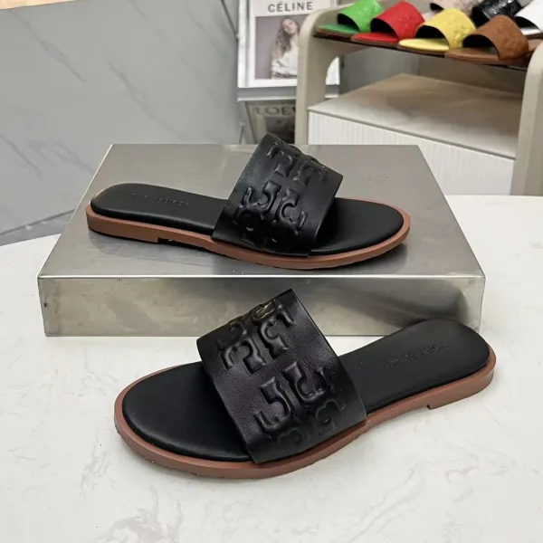 Fendi Logo-Embellished Denim Slide Sandals Gray Slippers - 5