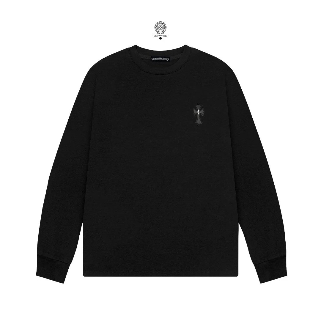 Chrome Hearts Cross Embroidery Black Long Sleeve Tee T-Shirts - 16