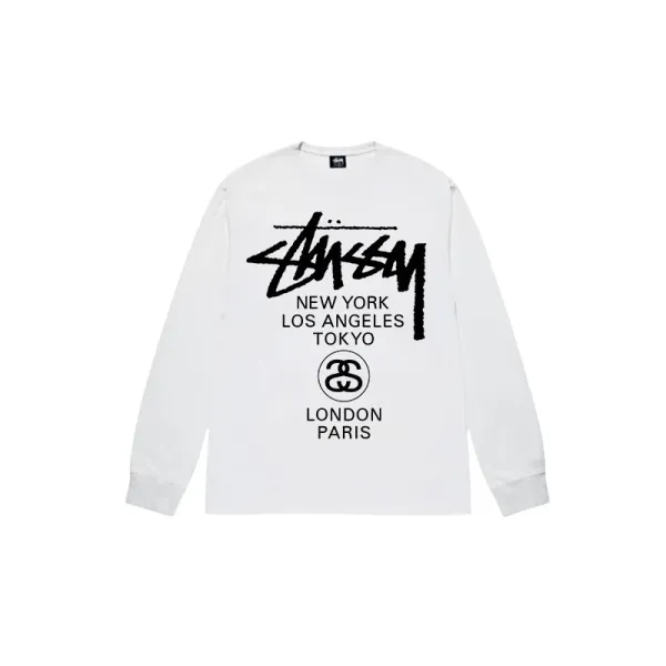 Stussy Global Cities Long Sleeve T-Shirt White - 1