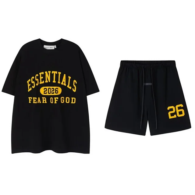 Fear of God Matching Sets Essentials logo crewneck T-shirt and shorts set product detail image 14