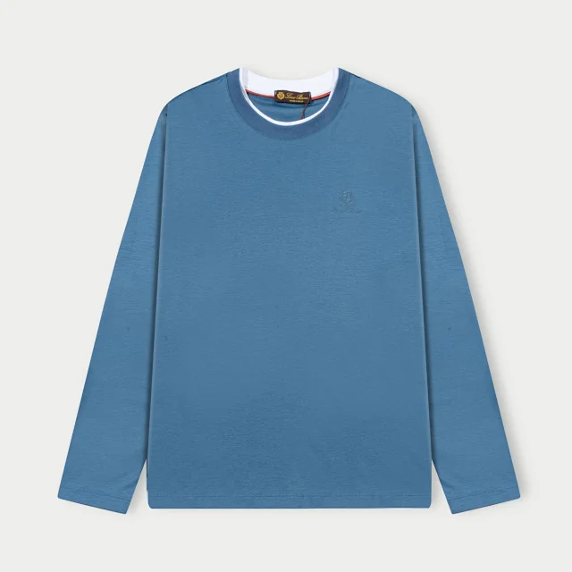 Loro Piana T-Shirts Long-Sleeve Layered Crew-Neck T-Shirt product detail image 2