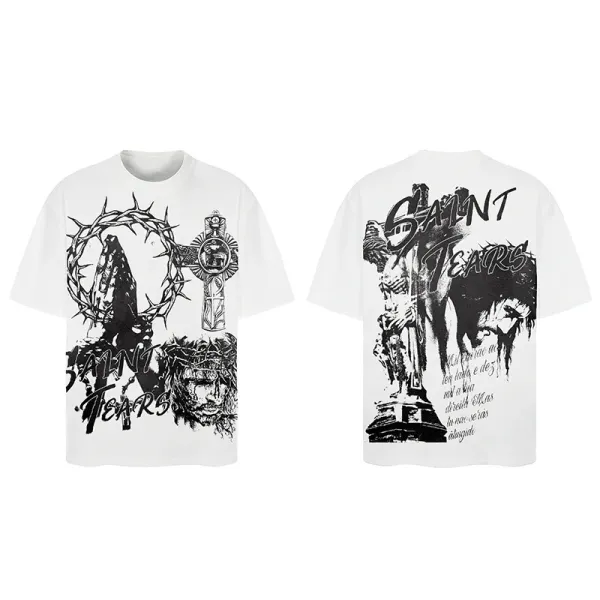 Saint Tears Saint Eagle Graphic T-Shirt Charcoal Gray T-Shirt - 10