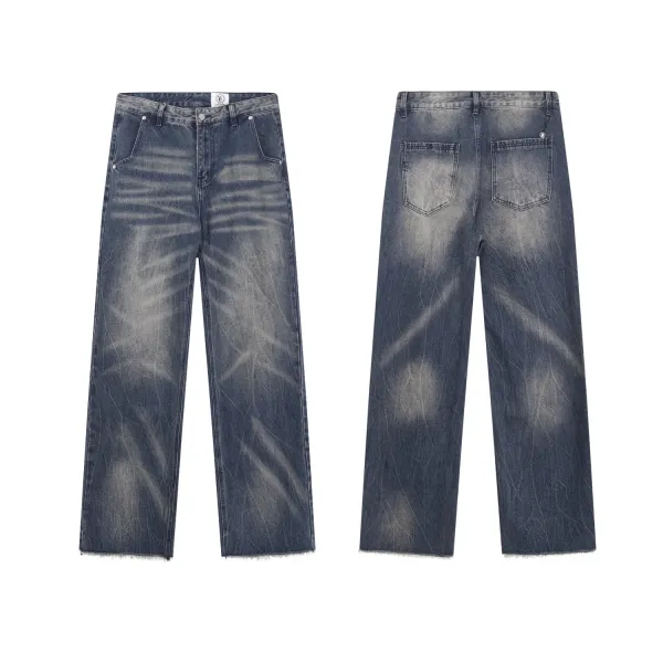 Hellstar Flame Tribal Print Straight Fit Light Wash Jeans - 12
