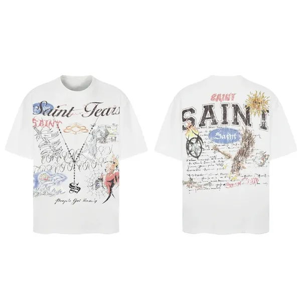 Saint Tears Saint Eagle Graphic T-Shirt Charcoal Gray T-Shirt - 6